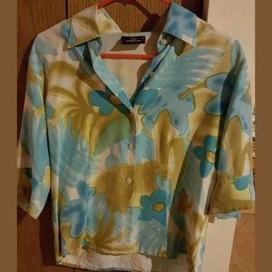 Jim Thompson Thai Silk Button Down Floral Shirt 8